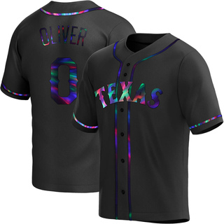 Replica Al Oliver Youth Texas Rangers Alternate Jersey - Black Holographic