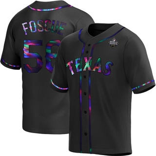 Replica Justin Foscue Men's Texas Rangers Alternate 2023 World Series Jersey - Black Holographic